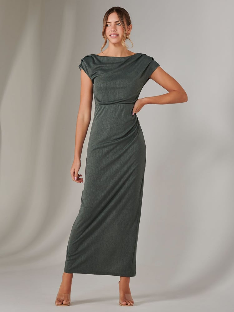 Jolie Moi Green Asymmetrical Bodycon Midaxi Dress - Image 6 of 6