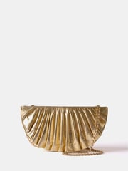 Mint Velvet Gold Pleated Clutch Bag - Image 1 of 4