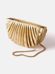 Mint Velvet Gold Pleated Clutch Bag - Image 2 of 4