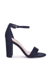 Linzi Blue Nelly Faux Suede Barely There Block Heeled Sandals - Image 2 of 4