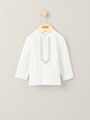 Mamas & Papas Eid Embroidered Long Sleeve 100% Cotton White Shirt - Image 1 of 3
