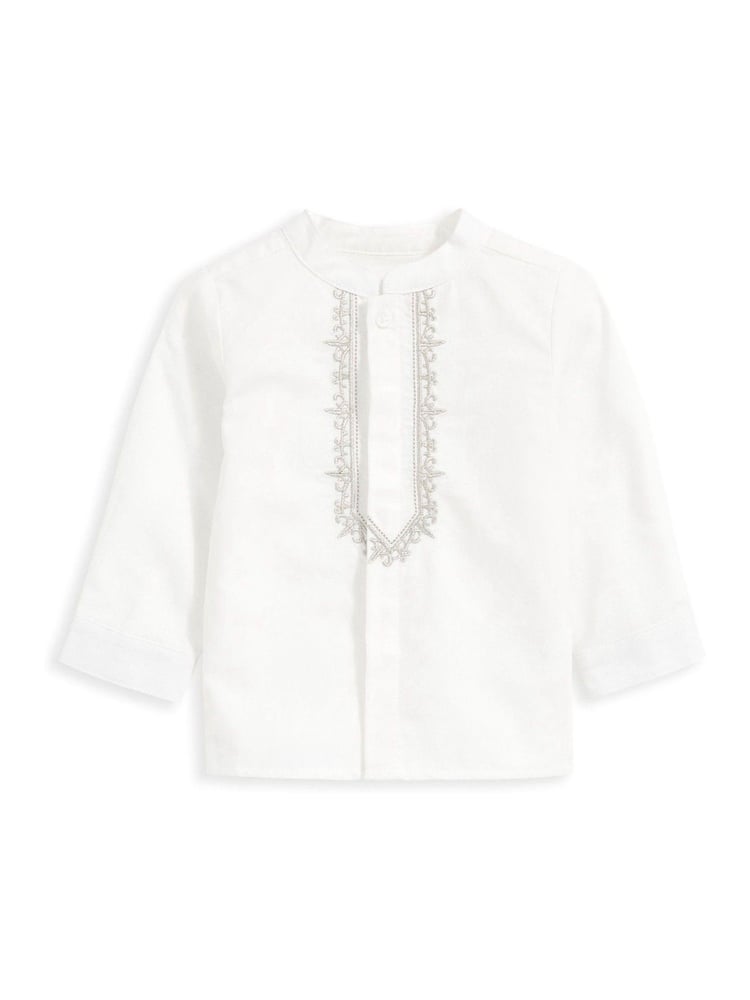 Mamas & Papas Eid Embroidered Long Sleeve 100% Cotton White Shirt - Image 2 of 3
