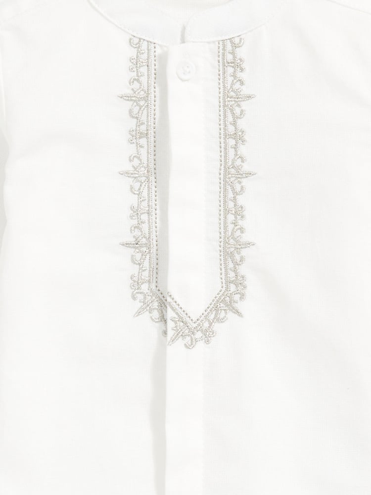 Mamas & Papas Eid Embroidered Long Sleeve 100% Cotton White Shirt - Image 3 of 3