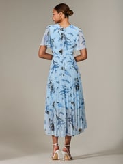 Jolie Moi Blue Angel Sleeve Pleated Chiffon Maxi Dress - Image 2 of 6