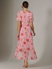 Jolie Moi Light Pink Angel Sleeve Pleated Chiffon Maxi Dress - Image 1 of 5