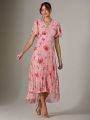 Jolie Moi Light Pink Angel Sleeve Pleated Chiffon Maxi Dress - Image 2 of 5