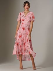 Jolie Moi Light Pink Angel Sleeve Pleated Chiffon Maxi Dress - Image 4 of 5