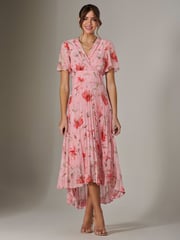 Jolie Moi Light Pink Angel Sleeve Pleated Chiffon Maxi Dress - Image 5 of 5