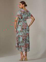 Jolie Moi Green Angel Sleeve Pleated Chiffon Maxi Dress - Image 2 of 6