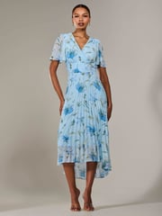 Jolie Moi Light Blue Angel Sleeve Pleated Chiffon Maxi Dress - Image 1 of 6