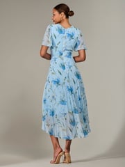 Jolie Moi Light Blue Angel Sleeve Pleated Chiffon Maxi Dress - Image 2 of 6