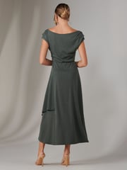 Jolie Moi Green Asymmetric Drape Midi Dress - Image 2 of 6