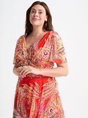 Scarlett & Jo Amber Orange Curve Isabelle Angel Sleeve Maxi Dress - Image 2 of 4