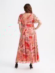 Scarlett & Jo Amber Orange Curve Isabelle Angel Sleeve Maxi Dress - Image 4 of 4