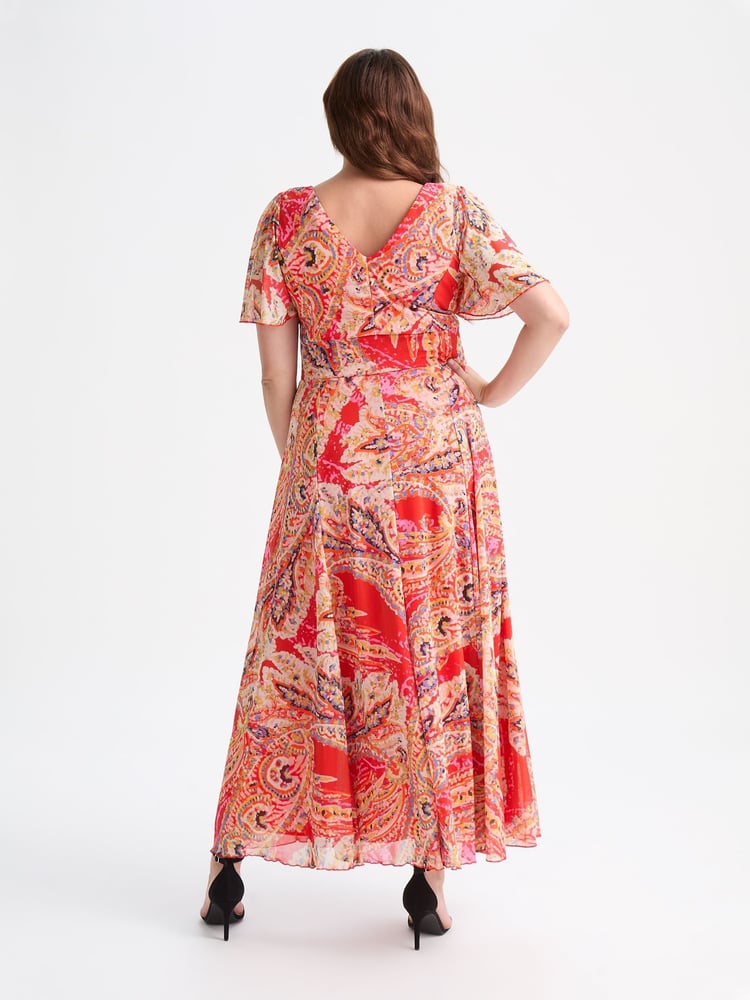 Scarlett & Jo Amber Orange Curve Isabelle Angel Sleeve Maxi Dress - Image 4 of 4