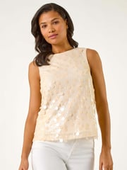 Roman Natural Circle Sequin Sleeveless Top - Image 4 of 5