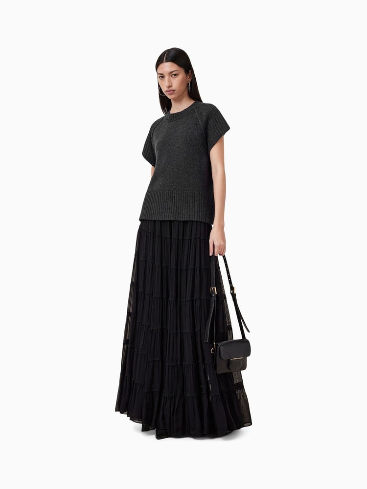 AllSaints Black Eva Maxi Skirt - Image 2 of 8 AllSaints Black Eva Maxi Skirt - Image 2 of 8