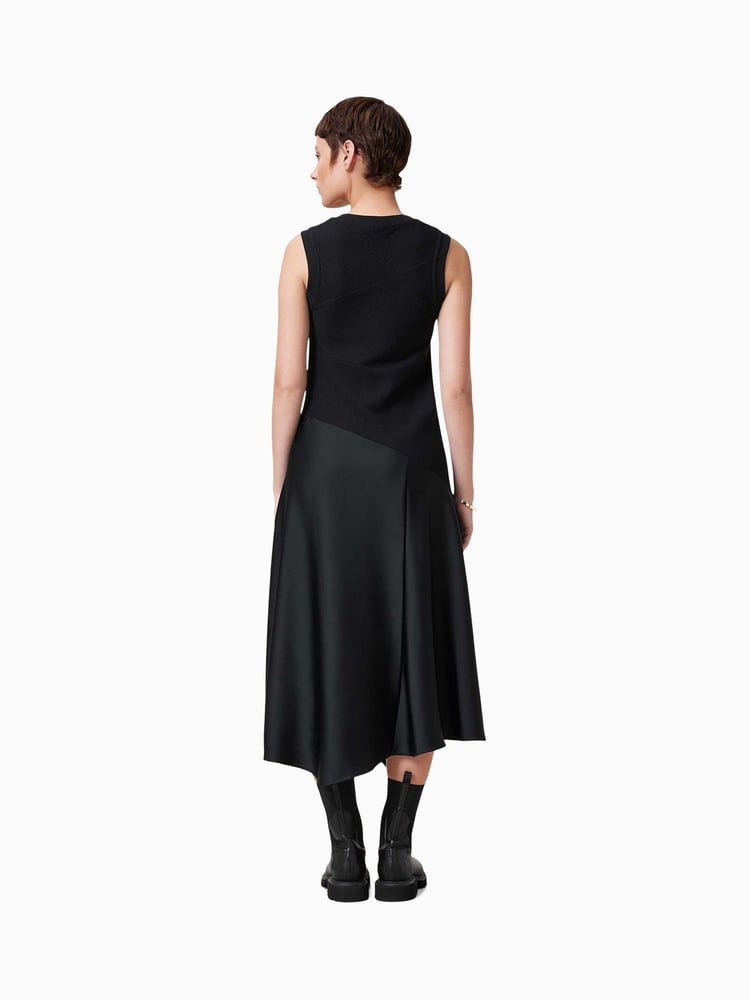 AllSaints Black Pia Satin Dress - Image 1 of 8 AllSaints Black Pia Satin Dress - Image 1 of 8