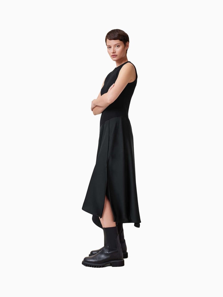 AllSaints Black Pia Satin Dress - Image 2 of 8 AllSaints Black Pia Satin Dress - Image 2 of 8