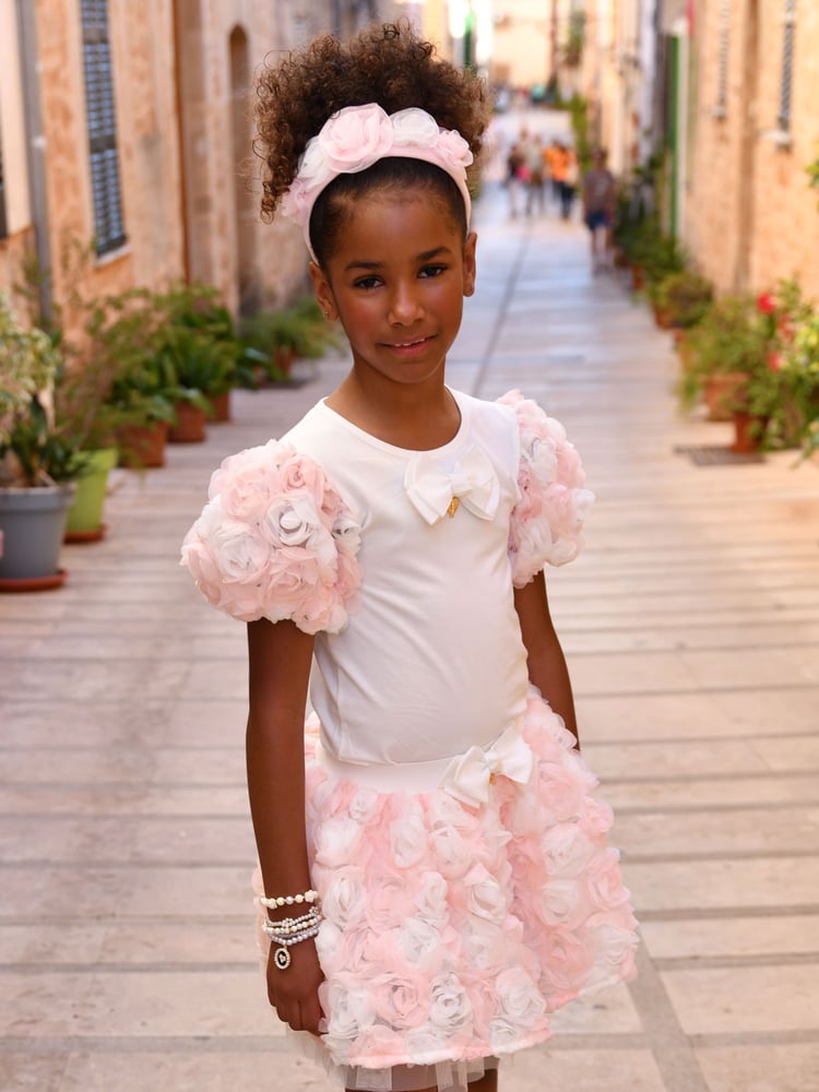 Angels Face Roses White Top And Skirt Set - Image 1 of 3