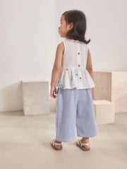 Blue/White Embroidered Blouse and Trousers Co-ord Set (3mths-8yrs) - Image 3 of 11
