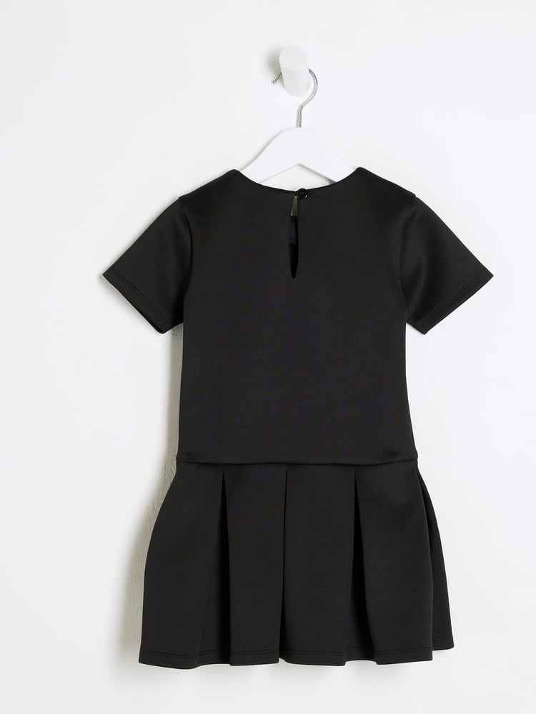 River Island Black Girls Scuba Bow 100% Cotton Dress - Image 2 of 4