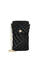 Dune London Black Saff Woven Phone Cross-Body Bag - Image 2 of 5
