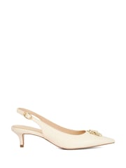 Dune London Cream Contact Branded Block Slingback Court Heels - Image 2 of 6