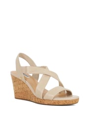 Dune London Cream Regular Fit Kamies Cross Strap Wedge Sandals - Image 3 of 6