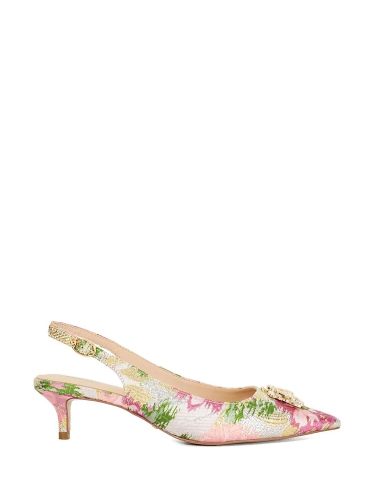 Dune London Pink Light Contact Branded Block Slingback Court Heels - Image 2 of 6
