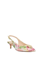 Dune London Pink Light Contact Branded Block Slingback Court Heels - Image 3 of 6