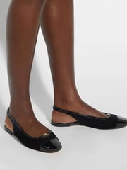 Dune London Black Hanna Slingback Toe Cap Flat Shoes - Image 6 of 6