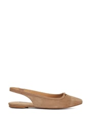 Dune London Brown Hanna Slingback Toe Cap Flat Shoes - Image 1 of 6