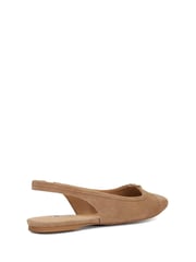 Dune London Brown Hanna Slingback Toe Cap Flat Shoes - Image 3 of 6