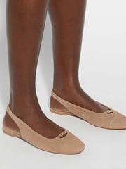 Dune London Brown Hanna Slingback Toe Cap Flat Shoes - Image 6 of 6