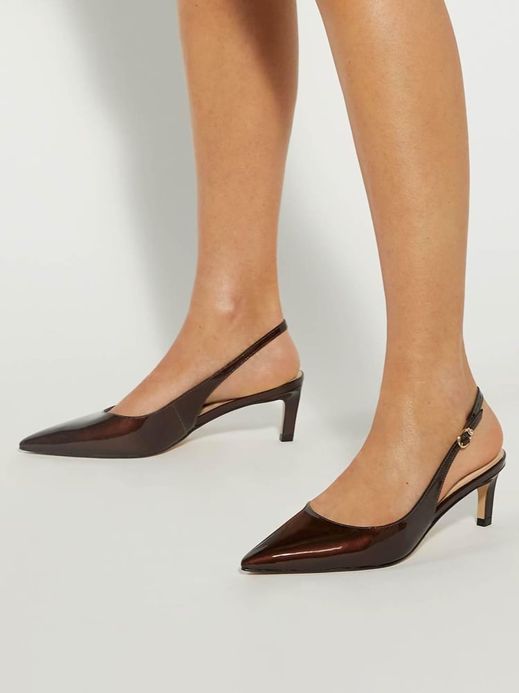 Dune London tan Brown Celinna Set Back Kitten Slingback Shoes - Image 1 of 6