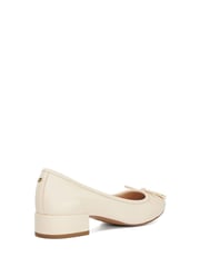Dune London Cream Amazing Pleated Pearl Bow Flat Shoes - Image 4 of 6