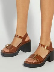 Dune London Red Jupiter Buckle Flatform Sandals - Image 6 of 6