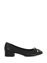 Dune London Black Amazing Pleated Pearl Bow Flat Shoes - Image 2 of 6