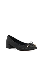 Dune London Black Amazing Pleated Pearl Bow Flat Shoes - Image 3 of 6