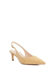 Dune London Cream Celinna Set Back Kitten Slingback Shoes - Image 2 of 5