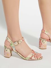 Dune London Natural Nude Standard Fit Merisa Block Heel Sandals - Image 6 of 6