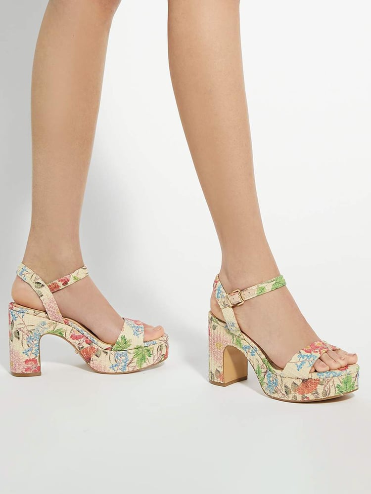 Dune London Natural Light Monotone Platform Heel Sandals - Image 6 of 6