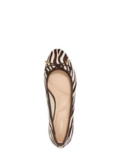 Dune London Animal Brown Amazing Pleated Pearl Bow Flat Shoes - Image 5 of 6