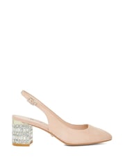 Dune London Pink Calena Jewelled Slingback Heels - Image 1 of 5