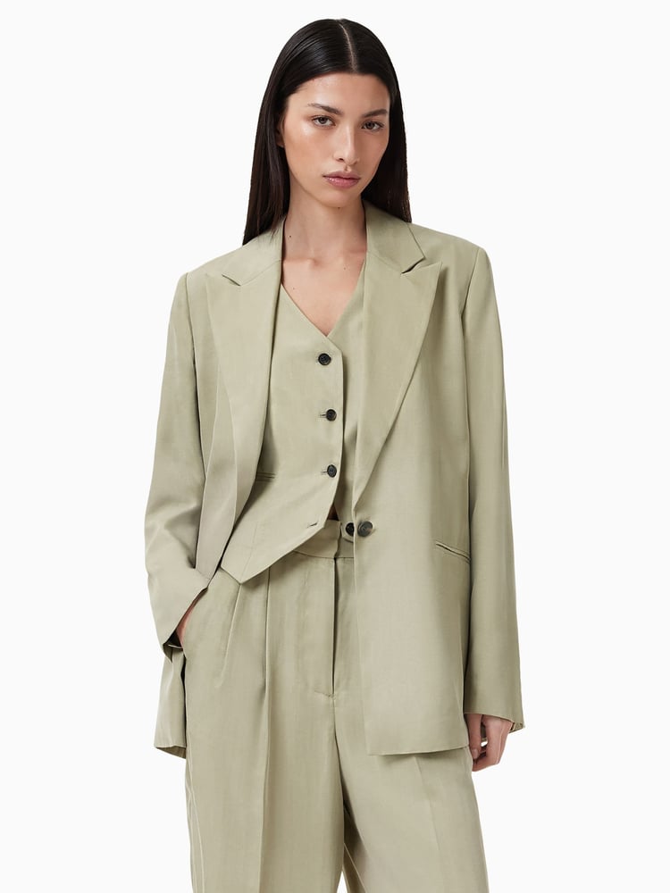 AllSaints Green Averie Ten Blazer - Image 1 of 1 AllSaints Green Averie Ten Blazer - Image 1 of 1