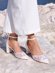 Linzi Cream Essence Floral Lace Court Heels - Image 1 of 5