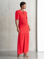 Seraphine Pink Shirred Maternity Maxi Dress - Image 1 of 7