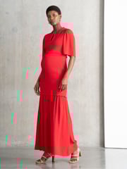 Seraphine Pink Shirred Maternity Maxi Dress - Image 3 of 7