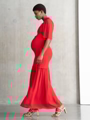 Seraphine Pink Shirred Maternity Maxi Dress - Image 4 of 7